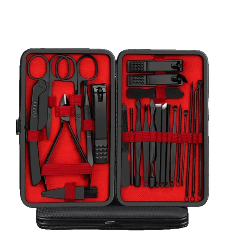 Manicure Set Professional Nail Clipper Kit-24 Pieces Stainless Steel Manicure Kit,Nail Care Tools, Cuticle Tools with Luxurious Travel Case，Trim nails, remove earwax, manicure, Manicure Brush,Boyfriend Stocking Stuffers, Nail Trimmer