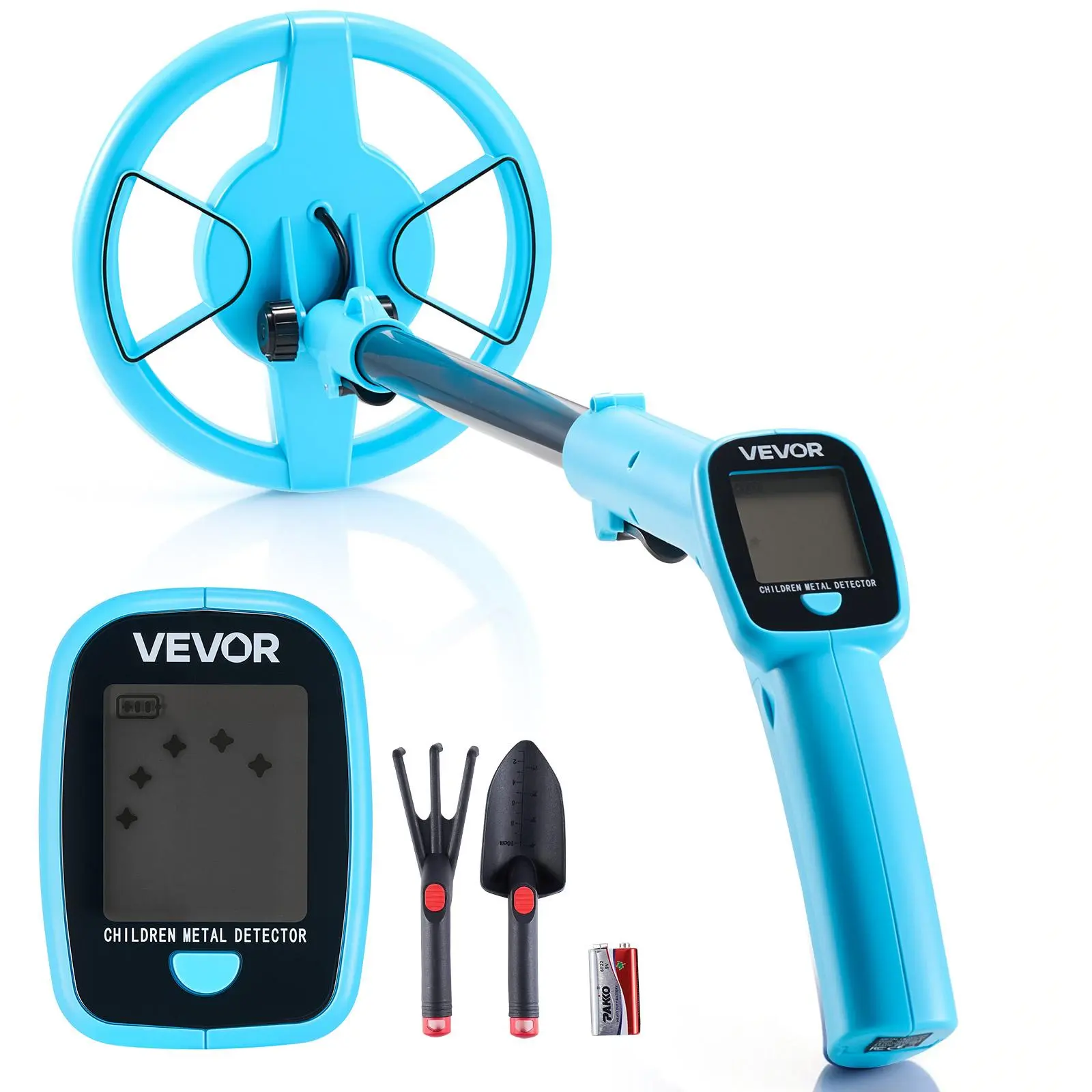 【BackToSchool】VEVOR Metal Detector, Summervibes,Summervibes, 4", Lightweight Metal Detector with LCD Display, 6" IP68 Waterproof Search Coil, Adjustable 25.6"-36.6" High Accuracy Gold Detector, Easy to Use, for Detecting Gold Exploration