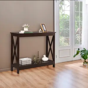 ZENY 2-Tier Narrow Console Table Modern MDF Entryway Sofa Table Indoor Espresso, Sofa Side Table, Media Console Table, Modern Accent Table