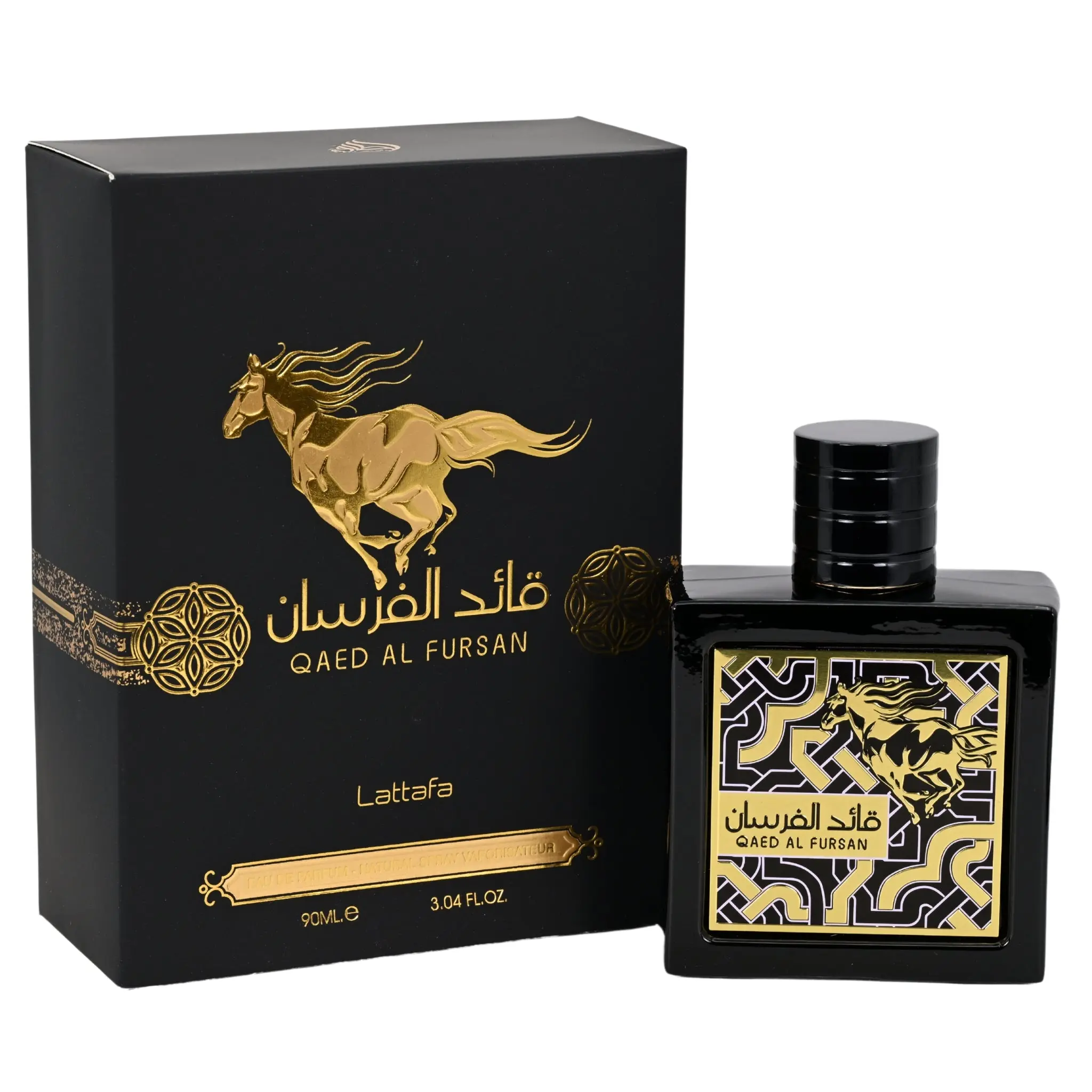Lattafa Qaed Al Fursan Eau de Parfum Spray, Unisex Aromatic Arabian Fragrance with Pineapple, Jasmine and Oud Notes, 3.04 fl oz (90ml), Arabian Cologne, Aromatic Fragrances, Aromatic Luxurious Scent, Edp Body Perfume