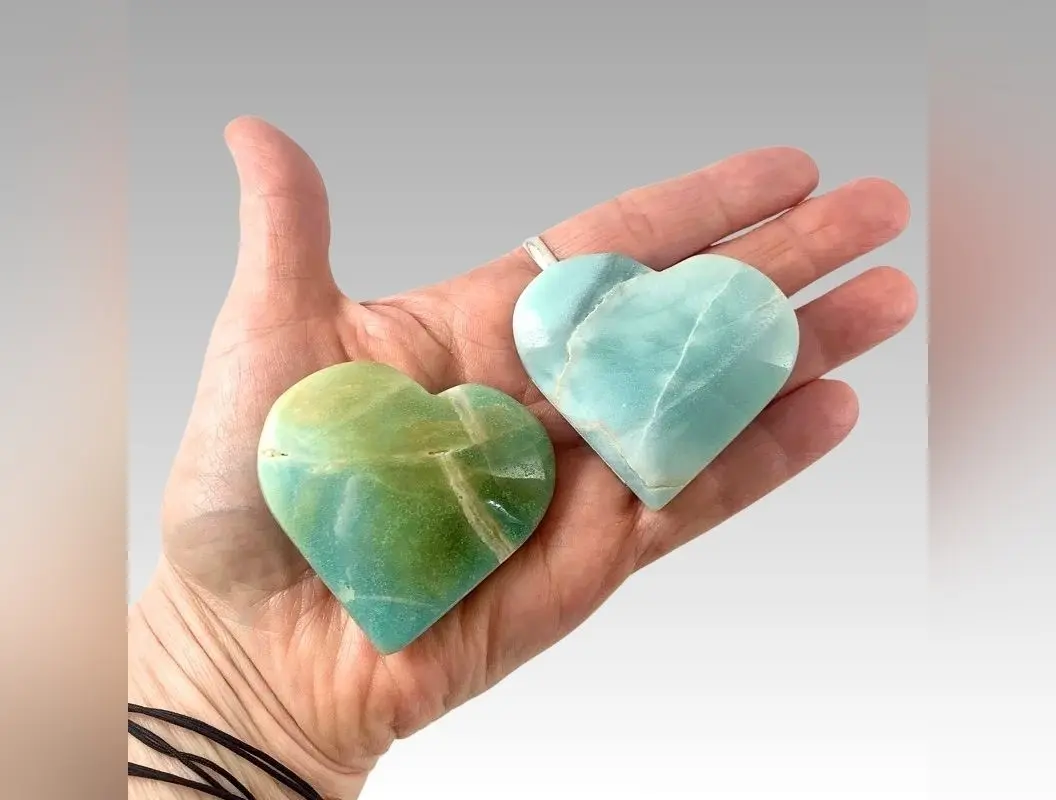 Sky Blue Quartz Carved Hearts