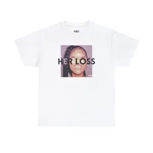 HER LOSS Heavy Cotton Tee Shirt, Graphic Design Tshirt, Streetwear Fashion, Drake Inspired T-shirt Casual Fabric Menswear Shortsleeve