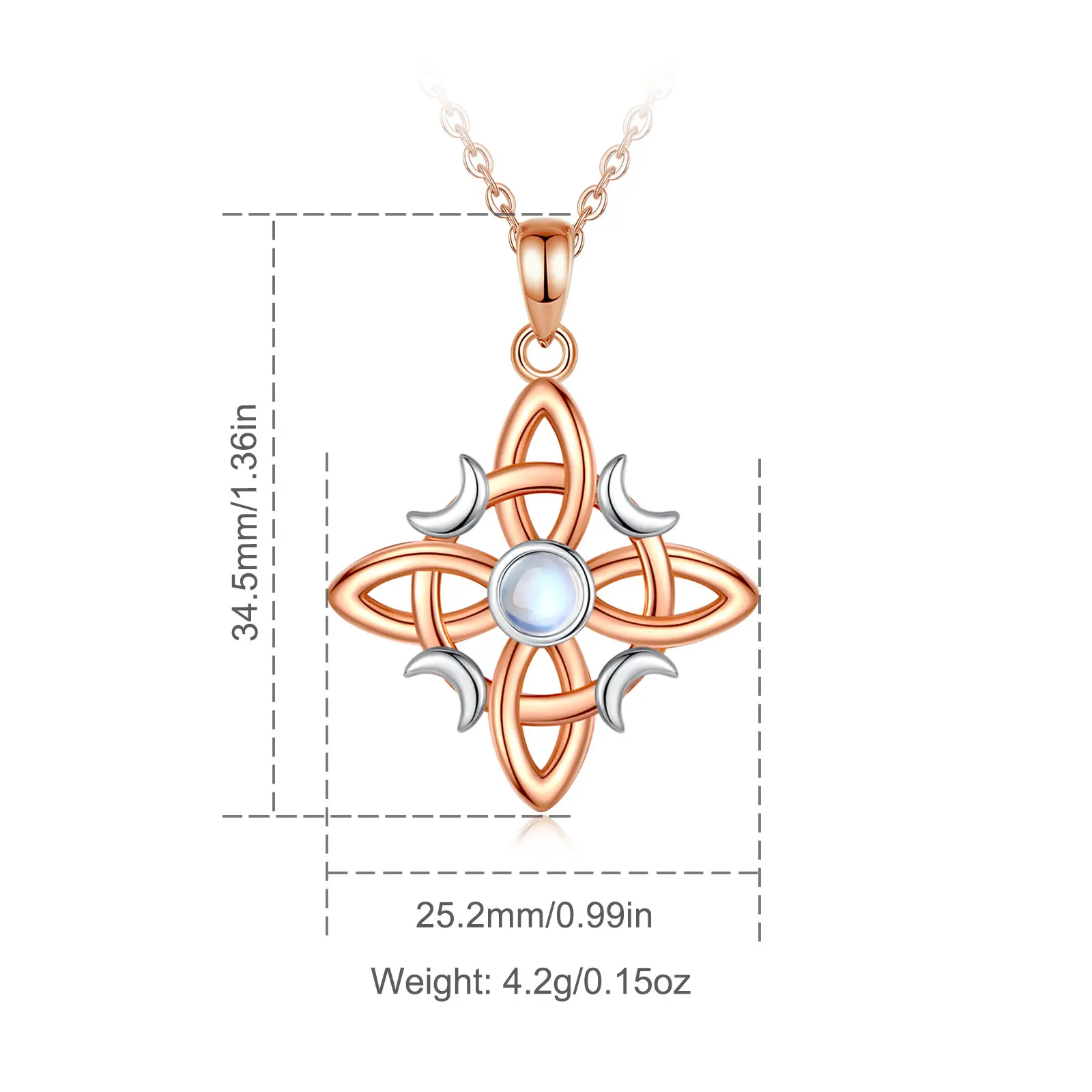 Rose Gold Four-Petal Moonstone With Rope Chain Gif
