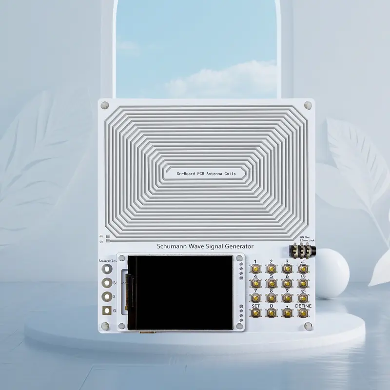 Frequency Generator for Treatment, Digital, Schumann Resonance Generator, Schumann Wave with Timer, LCD, Lcd Tft Display, Adjustable Range 0.001H-200KHz, Suitable for Meditation and Yoga, with AUX & Type-C Cables, White