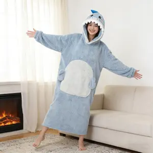 Warm Animal Style Wearable Blanket Cozy Thermal Throw for Adults and Kids Perfect for Lounging and Relaxing Home Indoor Use Soft Fluffy Fleece Blanket Ideal for Cold Weather