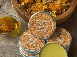 Calendula Salve Infused Herbal Remedy, Organic Skin Care, All-Natural Herbal Salve, Botanical Skin Care 2 oz.