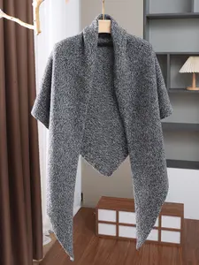 Women's Pure Wool Shawl Wrap Scarf, Thick Warm Knitted Triangle Design, Loose Fit, Fall & Winter Essential Accessory, Casual Style, Soft Warm Shawl