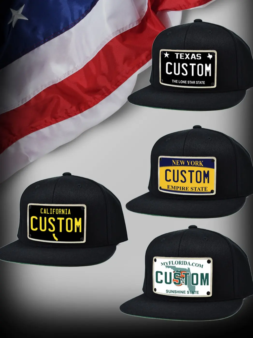 U.S LICENSE PLATE HATS - CUSTOMIZABLE LEATHER PATCH
