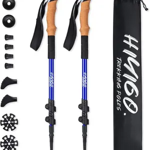 Trekking Walking Hiking Poles, Lightweight 7075 Aluminum-Ultralight Collapsible Walking Sticks 2 Pack, Hiking Gear, Hiking Essentials, with Adjustable Quick Lock and Cork Grip