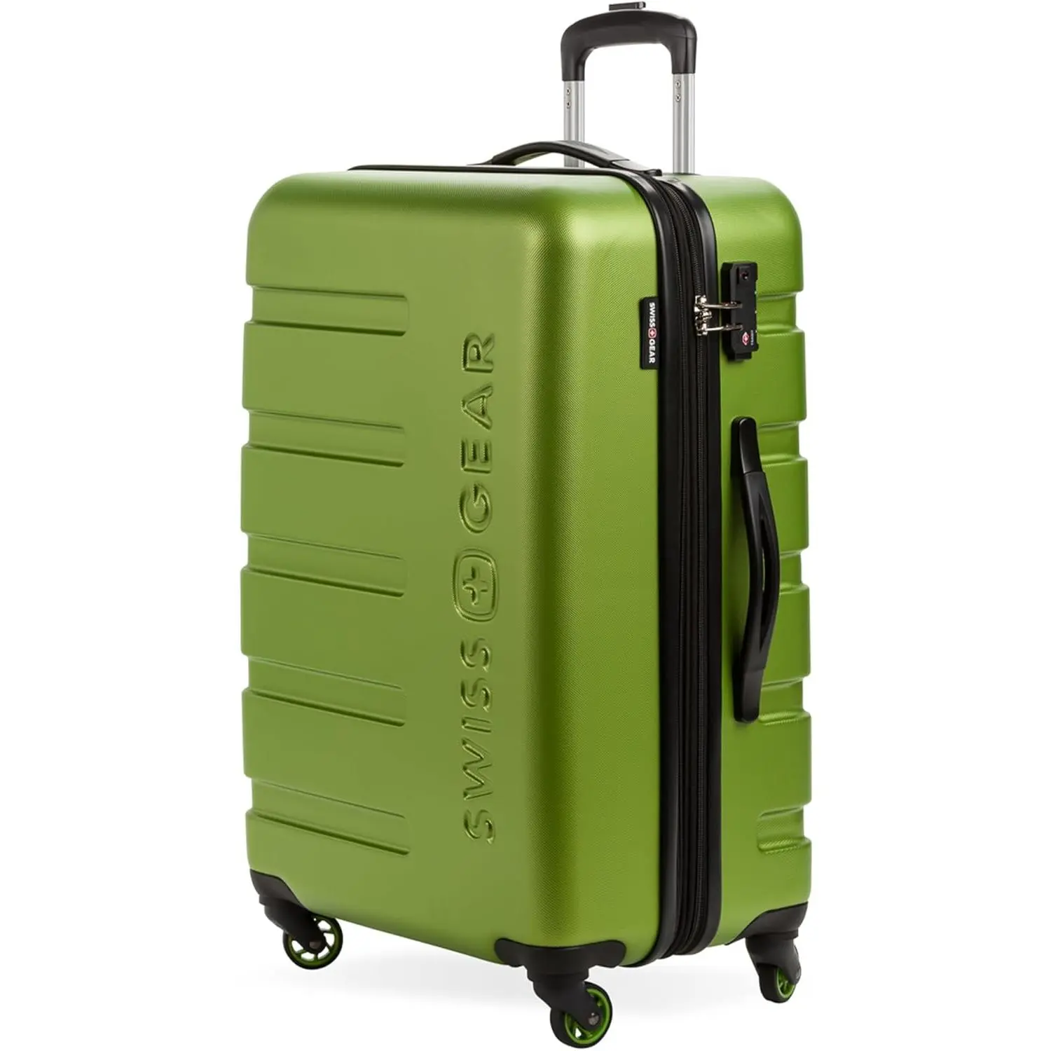 7366 Hardside Expandable Luggage with Spinner Wheels, Green, Checked-Medium 23-Inch