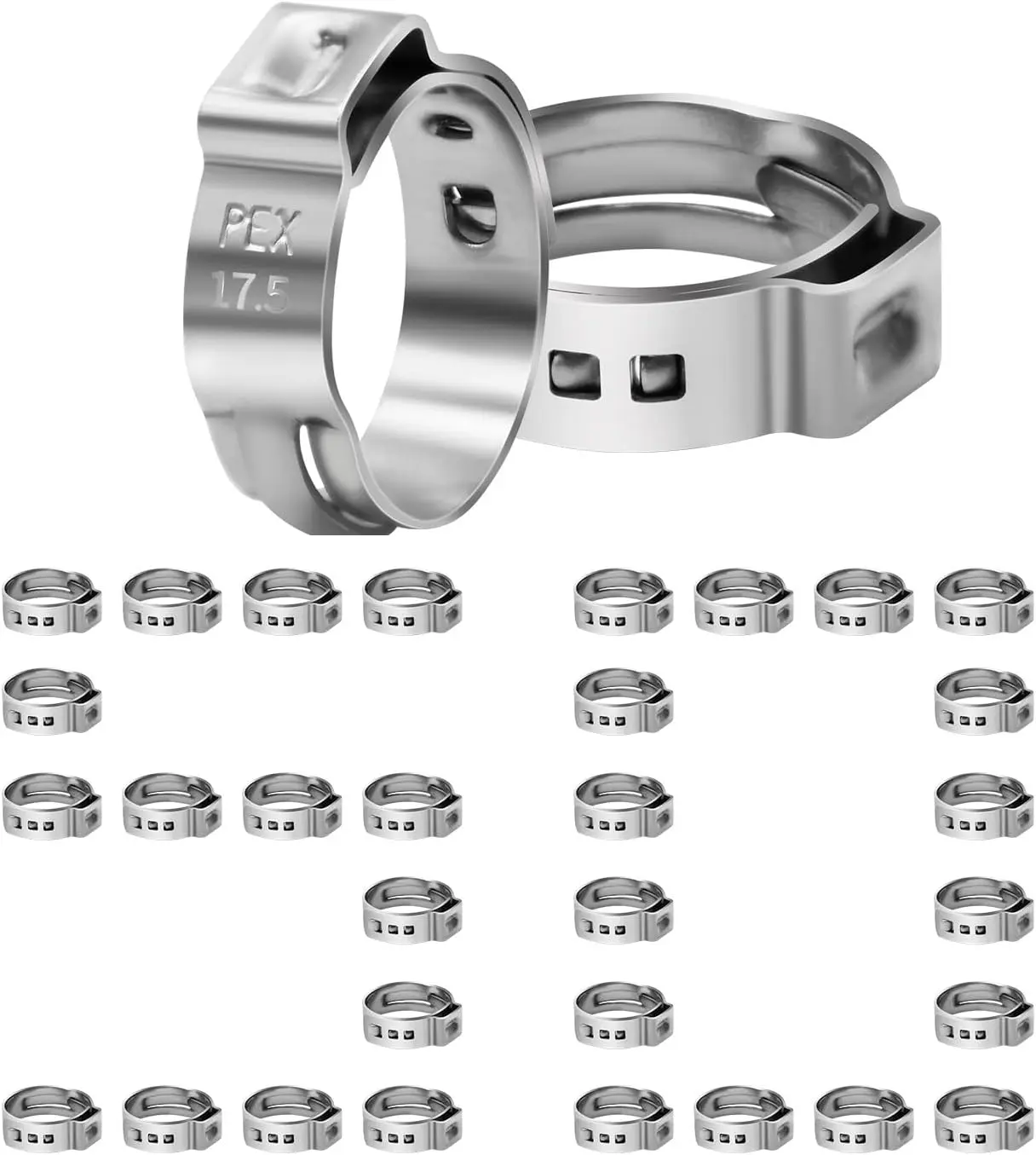 50-Pack High Quality 1/2" PEX Cinch Clamps, Stainless Steel Single Ear Hose Clamps for Marine, Industrial, Household Plumbing Systems