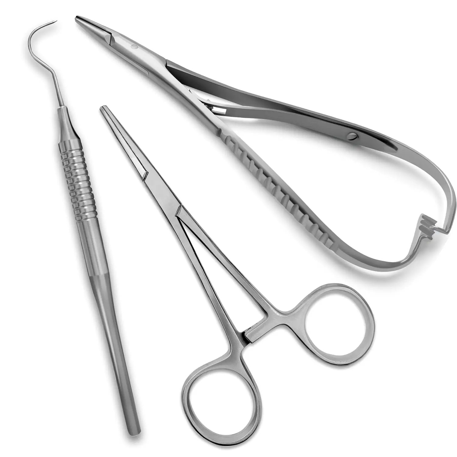 Lightweight Ergonomic 3-Piece Stainless Dental Orthodontic Kit with Grip Handle - Braces Removal, Color Changing Tools & Oral Care Accessories (Hand Tool Set), 3 Piece Set