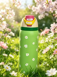 Owala 32oz  Style Insulated Stainless Steel Water Bottle with Straw Lid, Leak-Proof BPA-Free Cute Daisy Print Reusable Flask, 19oz/32oz Portable Water Bottle for School, Travel, Hiking, Outdoor large capacity vacuum flask