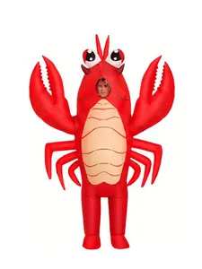 Inflatable Lobster Animal Costume Polyester Fit for Adults, Funny Blow Up Crawfish for Men Women, Party Onesie for Halloween Mardi Gras Cosplay
