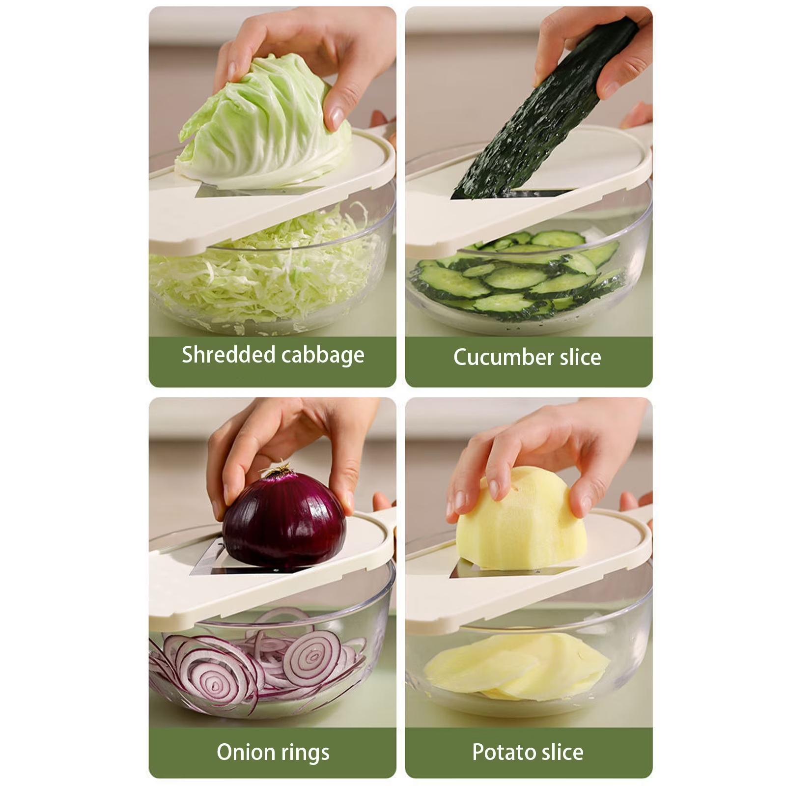 Beige Japanese Style  Cabbage Slicer, 1 Count Multifunctional Vegetable Salad Slicer for Cabbage, Salad & Fruit Vegetable Slicer, Vegetable Dicer, Grater & Cutter, Plastic Kitchen Utensils & Gadgets, Vegetable Cutter, Cabbage Cutting Shredder