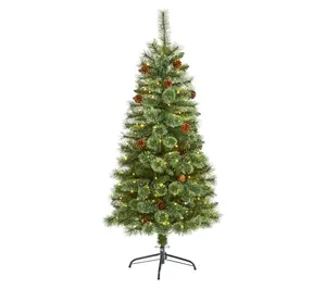 Nearly Natural 5' White Pine Christmas Tree with 200 Lights