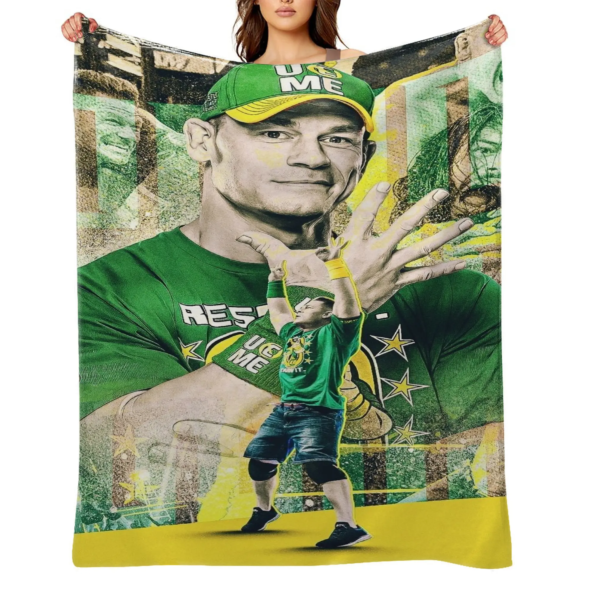 John Cena Graphic Flannel Throw Blanket - Ultra Soft, Wrinkle Resistant, Durable, Anti-Shrink, Quick-Dry, Machine Washable - Ideal for Netflix Marathons, Perfect Gift for Kids - Anime Blanket Throw A-56