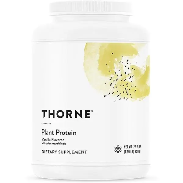 THORNE - Plant Protein - 22 Grams of Vegan Protein Powder - Pea, Rice & Chia Seed Protein with Complete Amino Acid Profile - NSF Certified for Sport - Vanilla - Gluten-Free - About 20 Servings