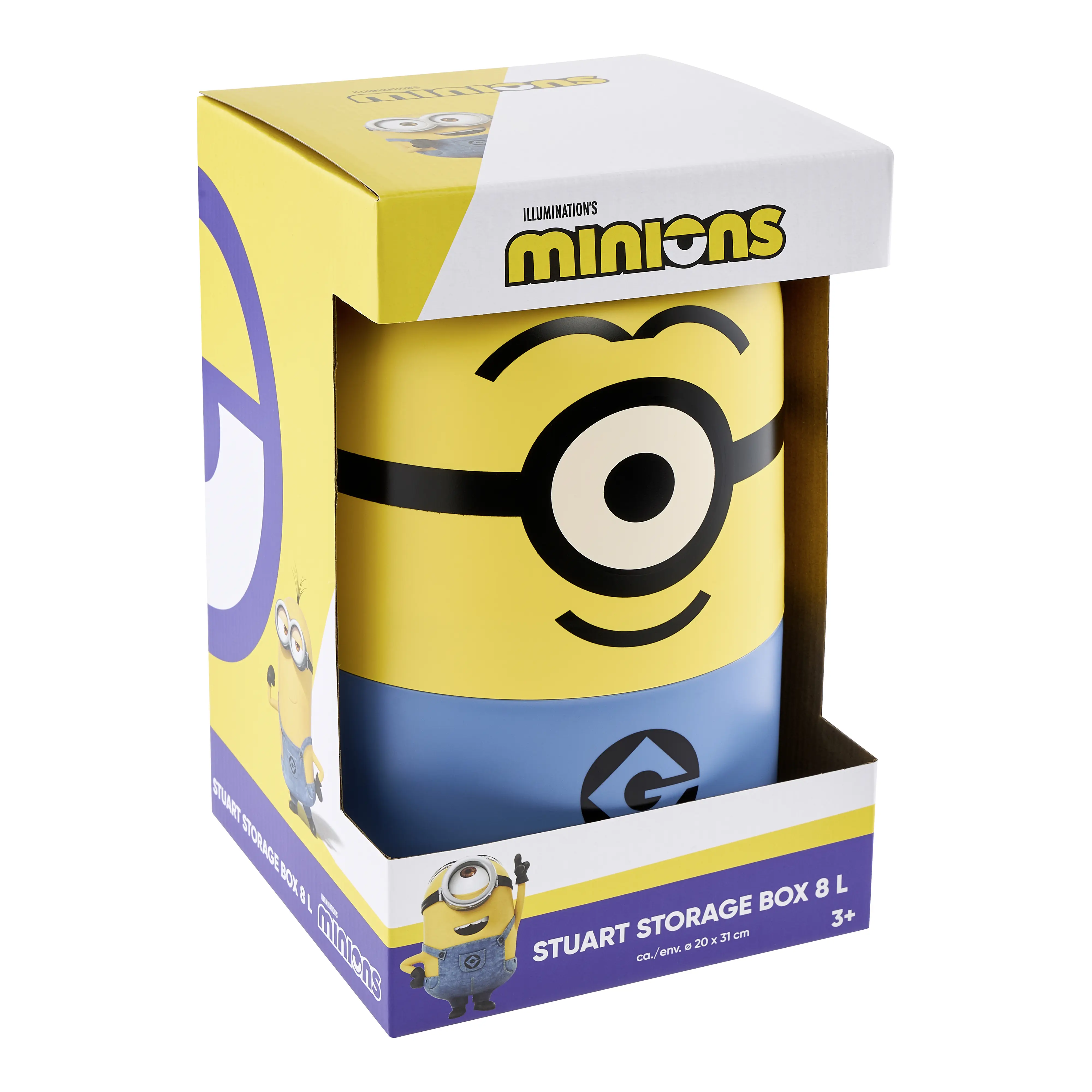 Minions - Stuart - Licensed Despicable Me Design Storage Bin for Adults and Children - Stackable, Portable and Easy to Open - 7.8 x 7.8 x 12.2 inches