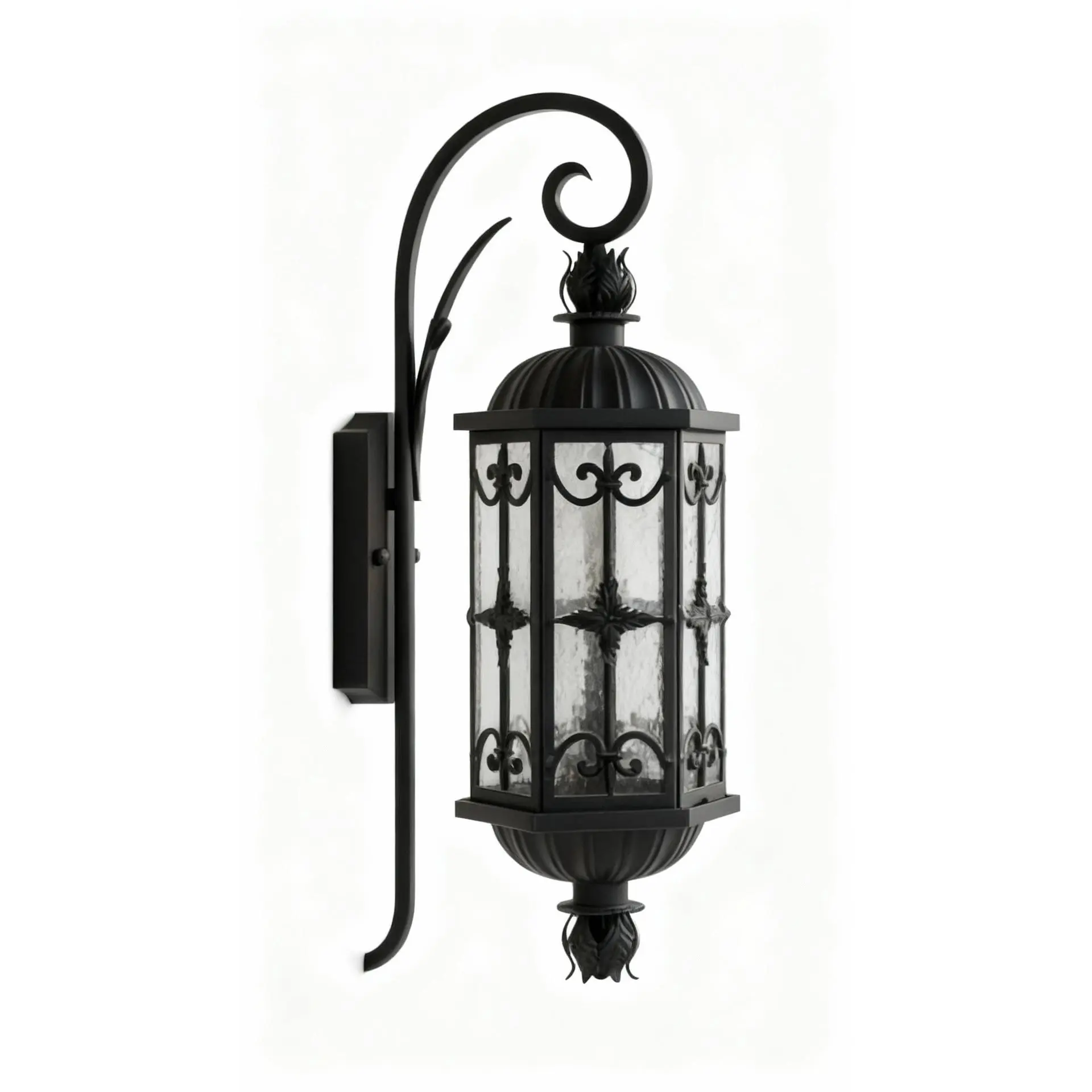 Celeste Noir Twin Lantern Street Lamp – Gothic Iron & Clear Glass Grandeur