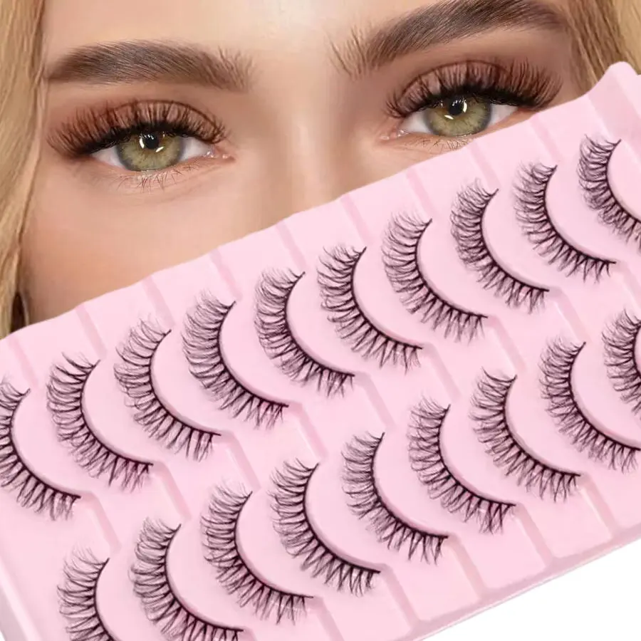10 pairs of naturally thick false eyelashes, suitable for daily use, messy natural short cross false eyelashes, length 10-13 millimeters, High Quality Eyelashes