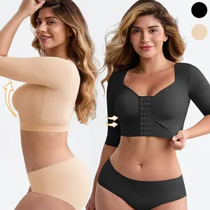 Women'S Arm Compression Bra Tank Top with Front Closure for Post-Surgery, After Breast Surgery Push-up Bra Shaping Cropped Tops