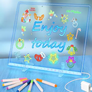 Reusable LED Light Up Message Board, DIY Neon Style Writing Sign with Markers, Perfect for Bedroom, Bar, Parties, and Holiday Decorations