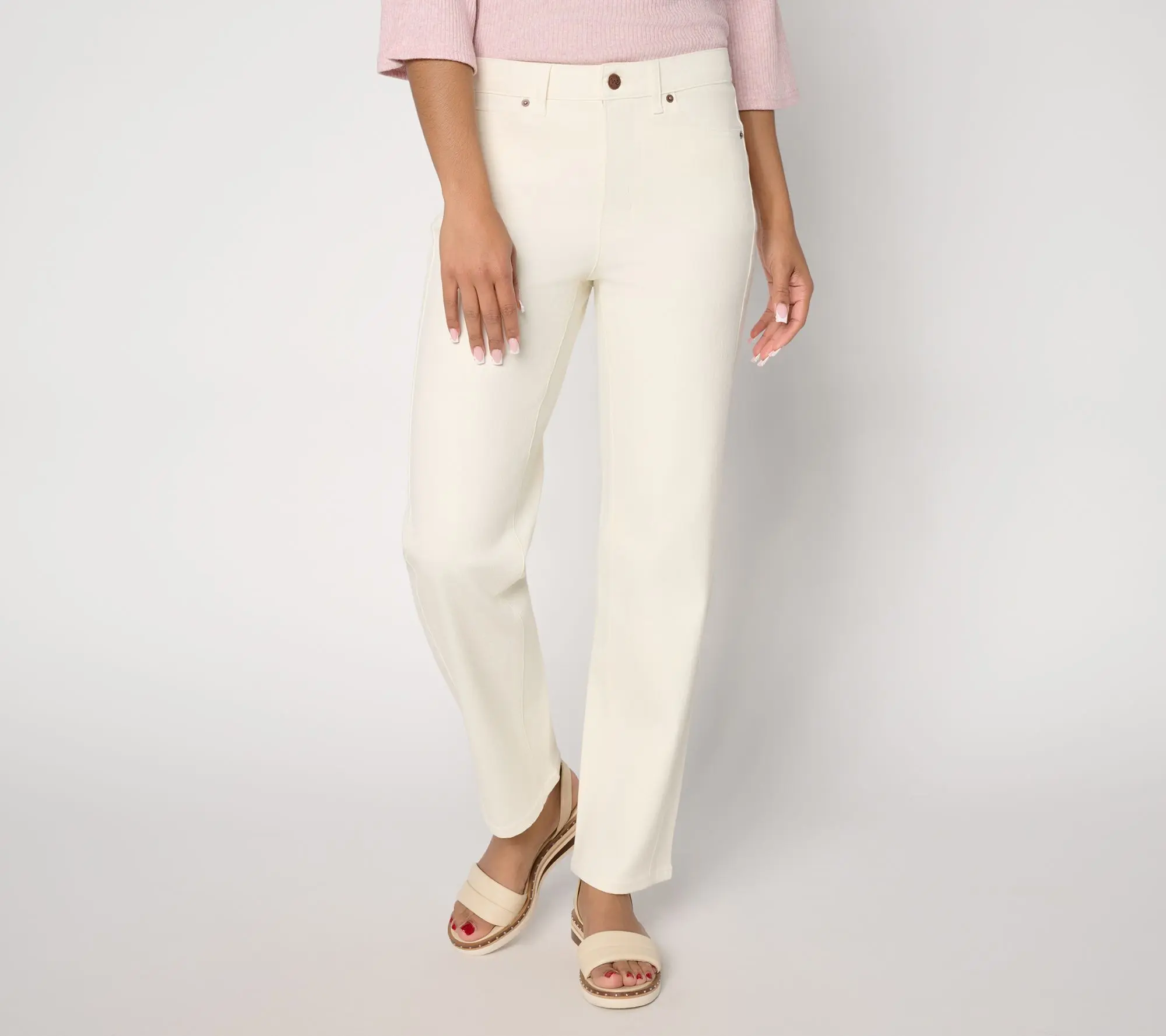 Me by Jennie Garth Petite Repreve Straight Jeans- Natural