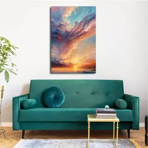 Retro Style Canvas Wall Art Preppy Aesthetic Sunset Scene for Modern Home Living Room Kitchen Bedroom Dining Room Decor Vintage Charm Versatile Use