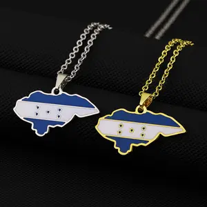 hot-selling Honduras map pendant necklace retro men's and women's stainless steel pendant accessories couple necklace