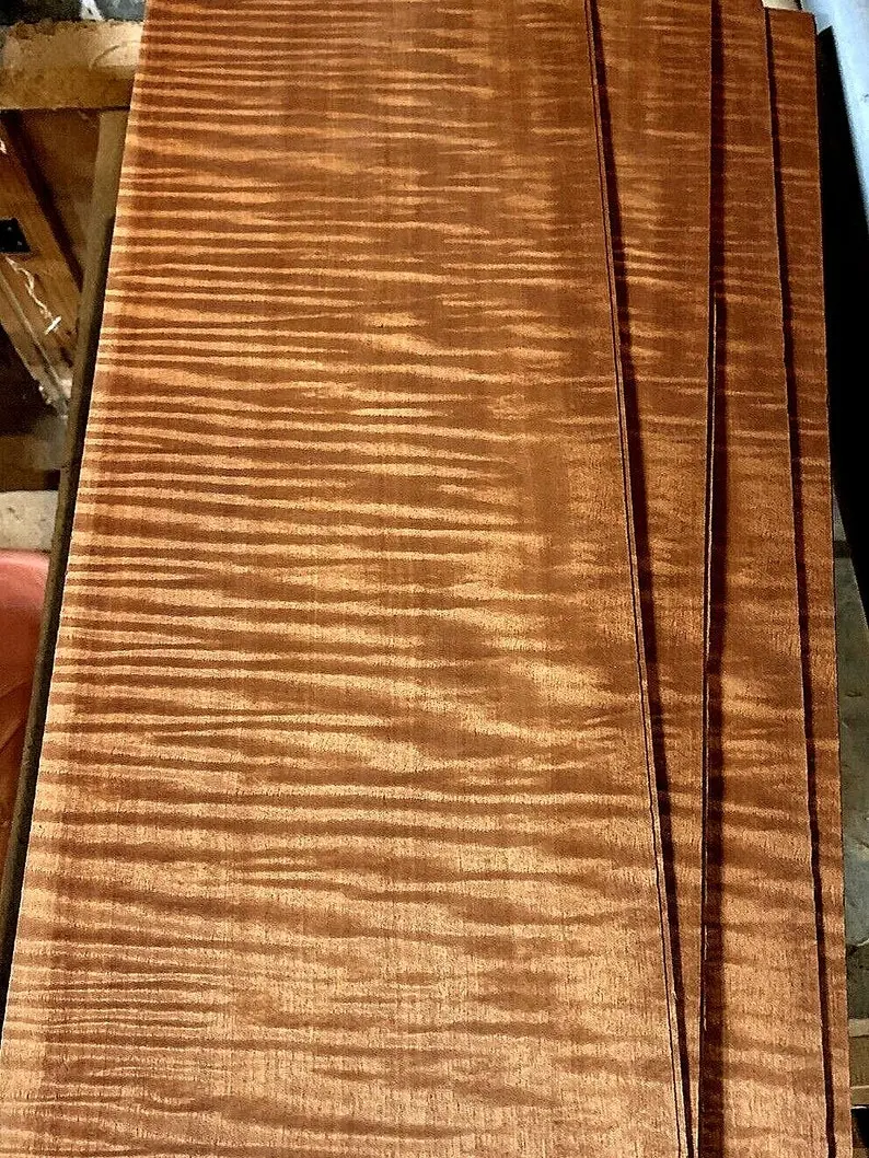 10 Sheets Stunning Fiddleback Makore Veneer 24" x 10”