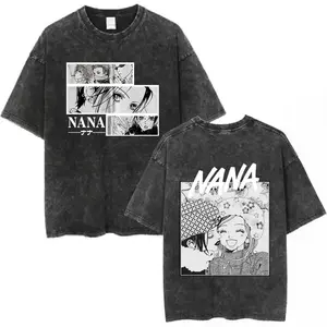 valentine shirts Japanese hot Anime Nana Osaki Japanese retro washed T-shirt T-shirts Washed Vintage Loose Oversized Unisex hot product Classic