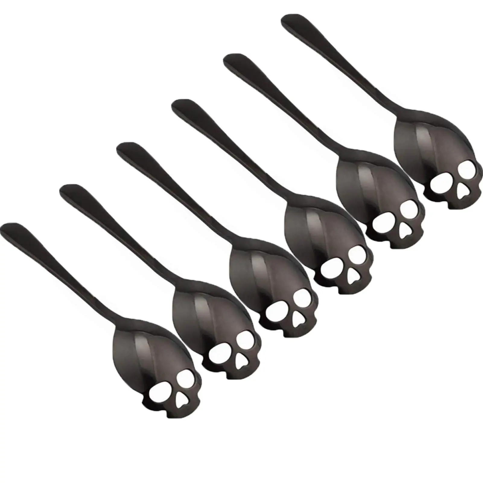 Skull Sugar Spoon Set - Durable Stainless Steel Gothic Coffee Spoon for Halloween Tea & Dessert - Unique Skeleton Tableware for Spooky Kitchen Decor & Party Supplies