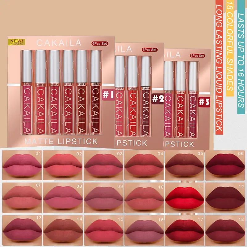 Matte Liquid Lipstick Kit - Live Broadcast Exclusive 6-Piece Cosmetic Lip Combos, Douyin Makeup Matte Style Lipstick & Lip Gloss for Beauty & Personal Care, Lipstick Cosmetic