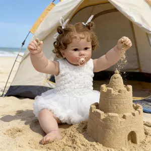 20 inch Reborn Baby Doll with Ultra-Soft Cloth Body Rooted Brown Curly Hair Hand-Painted Features Collectible Toy Gifts for Kids Age 3+  Rebornbabydoll