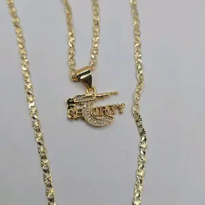 SECURITY fashion style necklace gold-plated pendant with stone's 18"inches 24"inches available