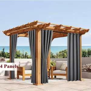4pcs Nordic Luxury Waterproof Outdoor Curtains, Durable Windproof Privacy Protection for Porch Gazebo Vineyard Backyard Easy Installation, Privacy Grommet Curtains
