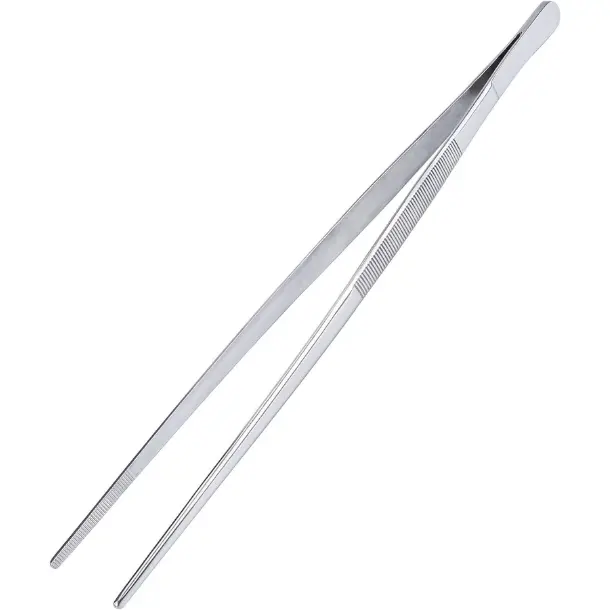 [New Deal] 12 Inch Kitchen Tweezers Fine Tweezer Tongs, Stainless Steel Food Tweezers Multi-function Precision Serrated Tips Cooking Tongs Kitchen Serving Tong, Utensils, Multi-Functional