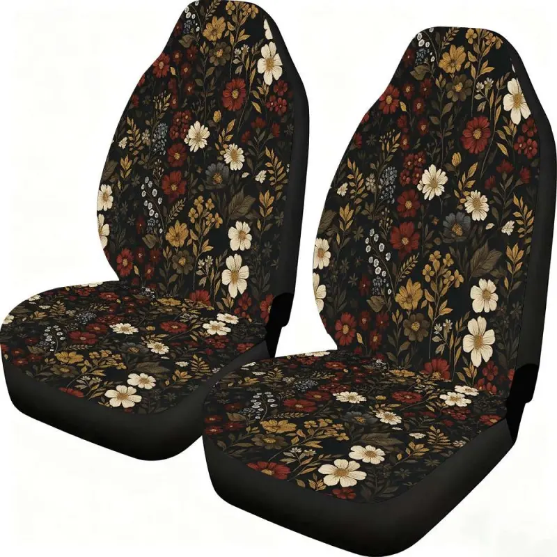Two-piece vintage floral car seat covers, Automotive seat covers, suitable for front seats, with high backrest design, compatible with sedan, SUV, truck models, women's car accessories, Car Seat Protectors