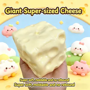 Giant Square Cheese , Jumbo Squishy Fidget Toy, Moldable Anti-Anxiety Sensory Toy for Kids & Adults, Fun Stress Relief Hand Toy for Party Favors, Birthday Gifts & Relaxing Play