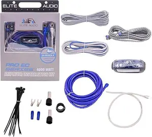 Elite Audio PROK4-EC Pro EC Series 4-Gauge Amplifier Wiring Kit – 4000W Power, RCA Cable, Mini-ANL Fuse Holder Installation Accessories Speaker Wire