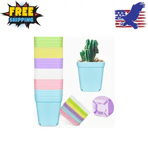 24 Pack 3 inch Multi Color Square Plastic Plant Pots, Seedling Nursery Transplanting