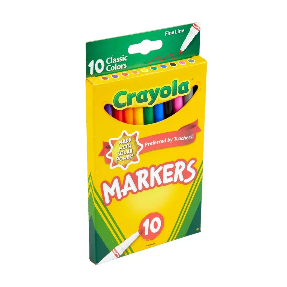 Crayola 10ct (Pack 3) Fine Line Markers, Elementary School Supplies for Kids, Art Classroom Must Haves, Drawing & Coloring Gift, Ages 3+