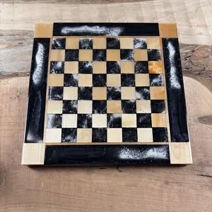 Maple Wood Black Onyx/Pearl White Chess Board (INCLUDES PIECES)