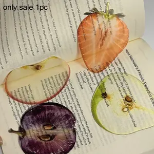 1pc Fruit-shaped Acrylic Transparent Bookmark - Fruit Slice Designs (Grape Strawberry Apple Pear) Durable Page Marker for Books, Journals, Gifts, Fun Gift for Readers, Friends, Students and Family