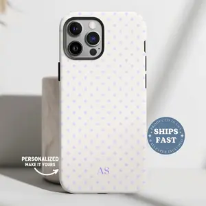 Personalized Purple Polka Dot Phone Case for iPhone 17 16 15 14 13 Initials iPhone Case Polka Dot Phonecase Monogram Custom Phonecase Purple