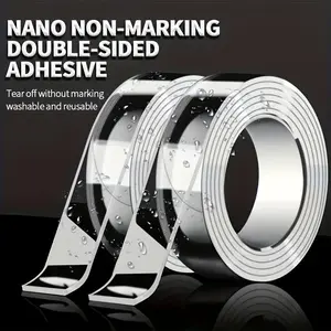 Nano Double-Sided Heavy Duty Tape, 9.84 ft Length, Removable Clear Wall Mounting Tape, Strong Washable Traceless Peel Adhesive for Carpet Rugs and DIY Projects