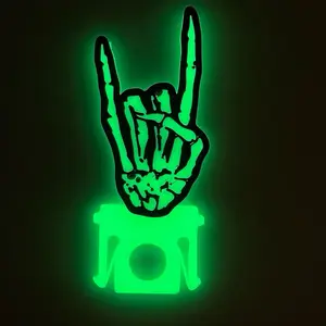 Skeleton hand rock on glow in the dark hard hat clip - High-Quality PLA, Versatile Design for Full Brim, Cap Style, and Bump Caps, Easy to Install