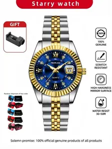 Luxury Women's Watch with Roman Numerals, Diamond Decor, Waterproof, Date Display, Quartz Movement, Four Seasons Wearable