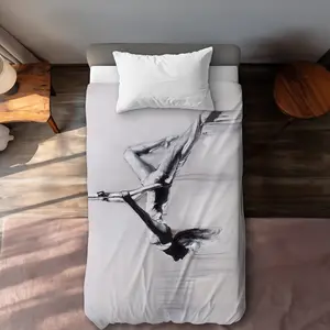 360 stand Twin Extra Long Decorative Duvet Cover - Aerial Dancer Contortion Art Printed Face, Sports Theme Bedding Decor, Twin Duvet Covers